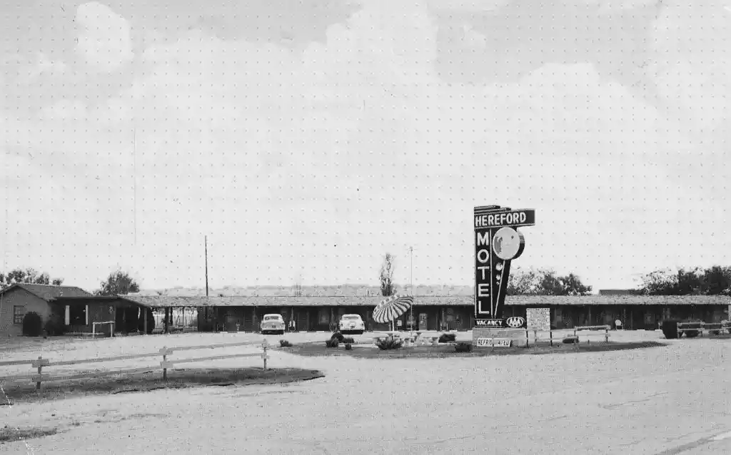Hereford Motel vintage black and white photo